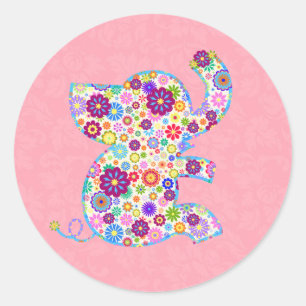 Niedliche Retro-Blume Cartoon Stilelemente Runder Aufkleber