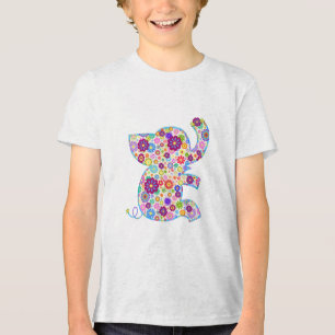 Niedliche Retro-Blume Cartoon Stilelemente Tri-Blend Shirt