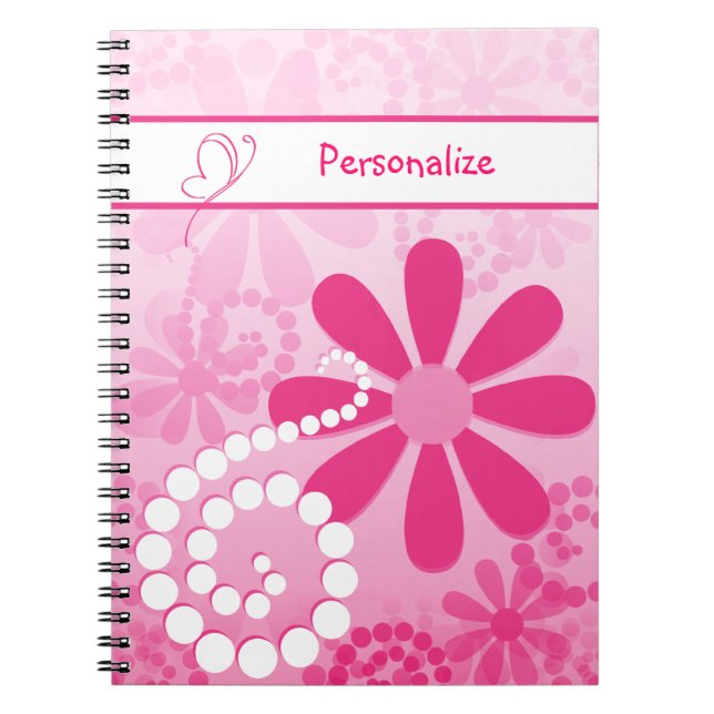 Niedliche Retro-Blume in Girl-Rosa Notizblock (Vorderseite)