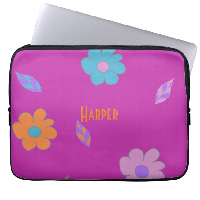 Niedliche Retro-Blume Laptopschutzhülle (Vorderseite)