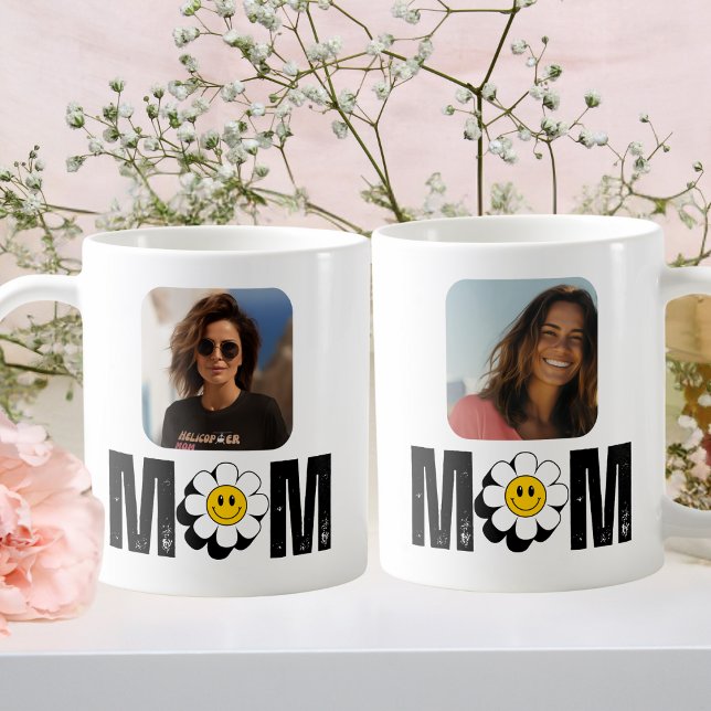 Niedliche Retro-Blume & "Mama", Spaß, kundenspezif Kaffeetasse (Von Creator hochgeladen)