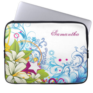 Niedliche Retro-Blume und Stars, Girlie Grunge Laptopschutzhülle