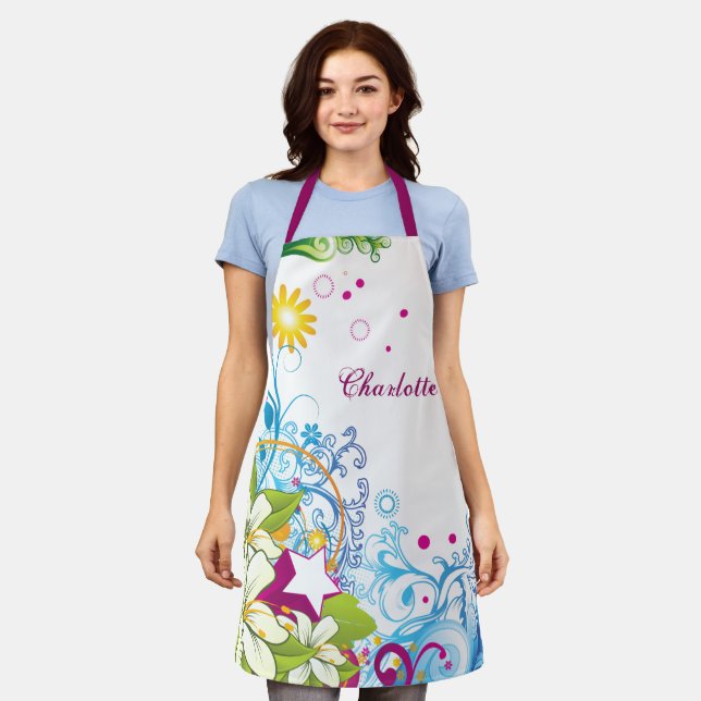 Niedliche Retro-Blume und Stars, Girlie Grunge Schürze (Getragen)