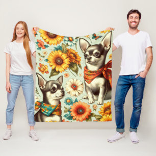 Niedliche Retro Chihuahua Illustration Fleecedecke