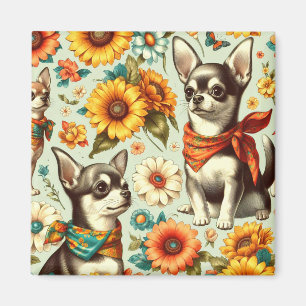 Niedliche Retro Chihuahua Illustration Magnet