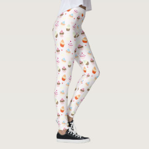 Niedliche Retro Cupcakes Süßes Nachtisch Kuchen Mu Leggings