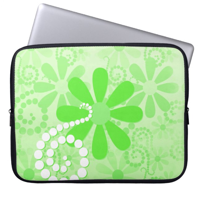 Niedliche Retro Daisy Blume mit hellgrüner Blume Laptopschutzhülle (Vorderseite)