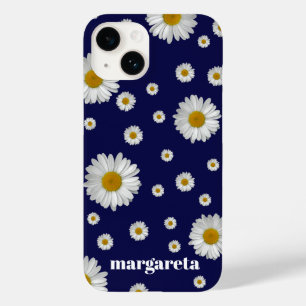 Niedliche Retro Daisy Blume mit Name Navy Blue Case-Mate iPhone 14 Hülle