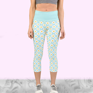 Niedliche Retro-Diäten zu Aquamarinen Workout-Legg Capri Leggings