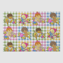 Niedliche Retro-farbige Karierte Babydusche Seidenpapier