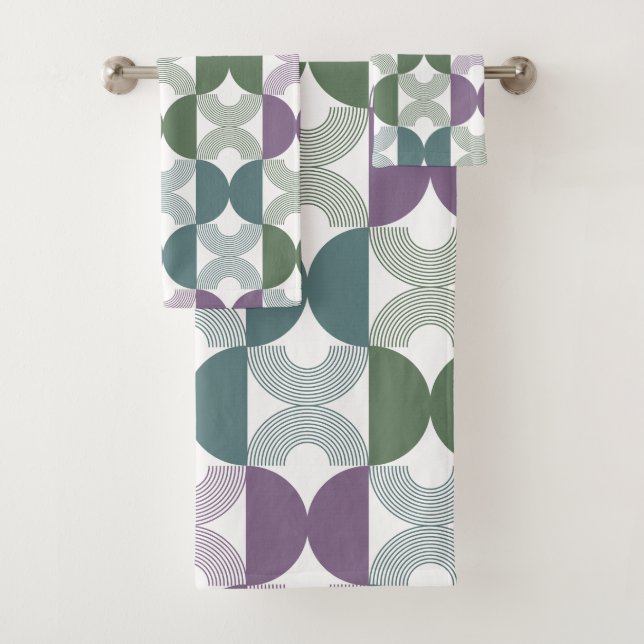 Niedliche Retro-Farbpalette 50er Sage green Dusty  Badhandtuch Set (Insitu)
