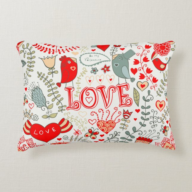 Niedliche Retro-Floral-Valentine Dekokissen (Vorderseite)