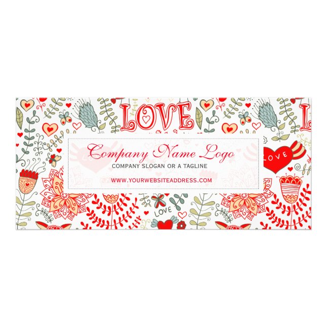 Niedliche Retro-Floral-Valentine Werbekarte (Vorne)