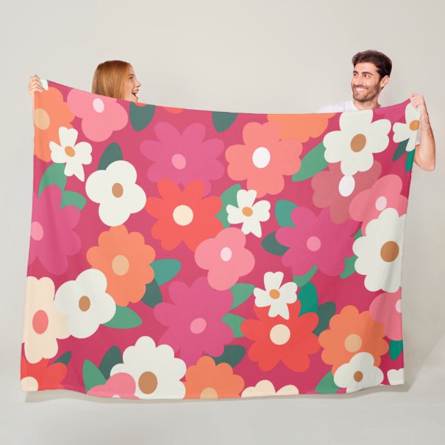 Niedliche Retro Florals Fleecedecke (Beispiel)