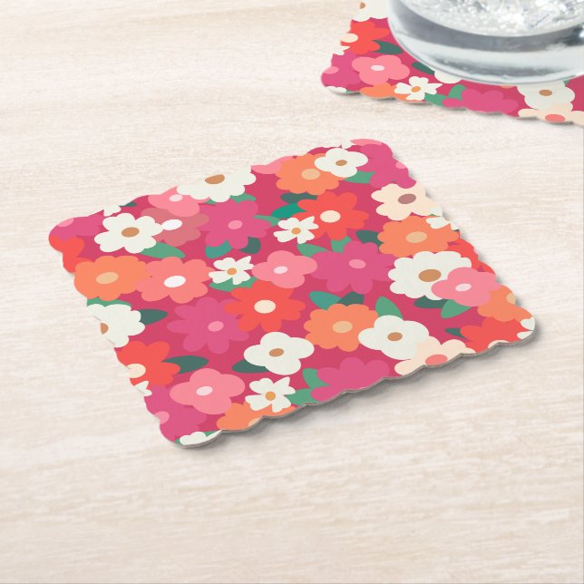 Niedliche Retro Florals Untersetzer (angewinkelt)