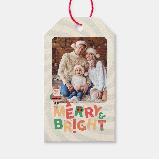 niedliche Retro-Freunde Familienfeier Geschenkanhänger (Vorderseite)