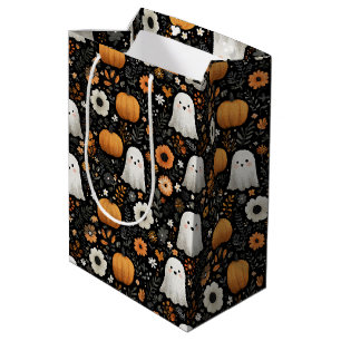 Niedliche Retro Ghosts Pumpkins und Florals Mittlere Geschenktüte