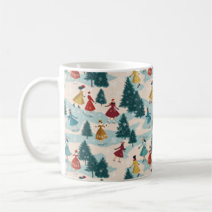 Niedliche Retro Girls Ice-Skaten Kaffeetasse