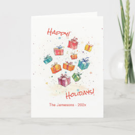 Niedliche Retro Happy Holidays Faltkarte Feiertagskarte
