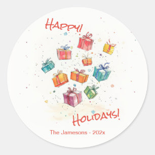 Niedliche Retro Happy Holidays Runder Aufkleber
