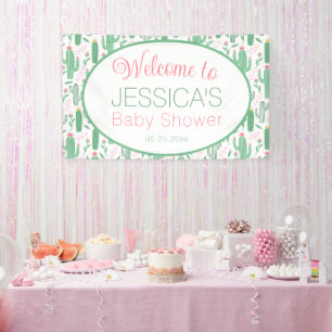 Niedliche Retro-Kaktus Sukkulente Baby-Dusche Banner