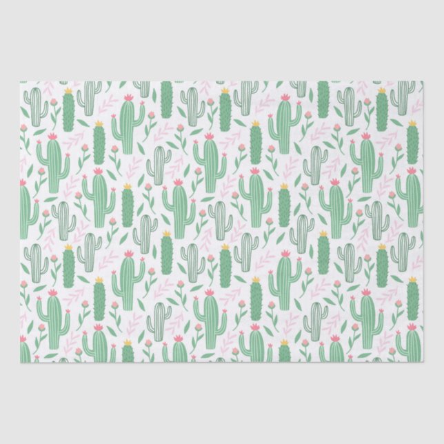Niedliche Retro-Kaktus Sukkulente Baby-Dusche Seidenpapier (Vorderseite)