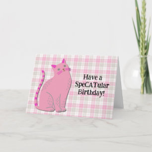 Niedliche Retro-Katze in Pink Fun Pun Geburtstagsk Karte