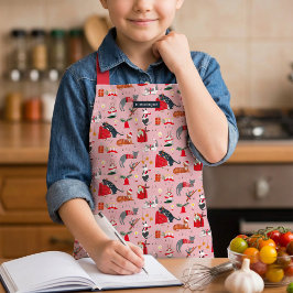 niedliche Retro-Katzen Muster rosa Weihnachtsfeier Schürze