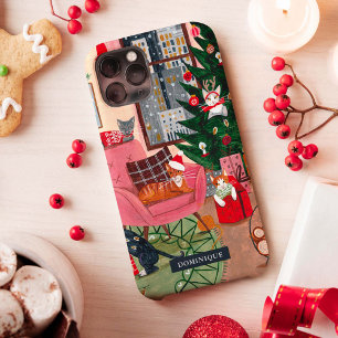 Niedliche Retro-Katzen Weihnachten Case-Mate iPhone Hülle