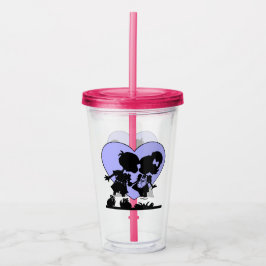 Niedliche Retro Kissing Illustration Acryltrinkbecher