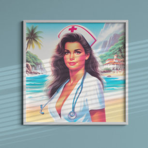 Niedliche Retro-Krankenversorgung Poster