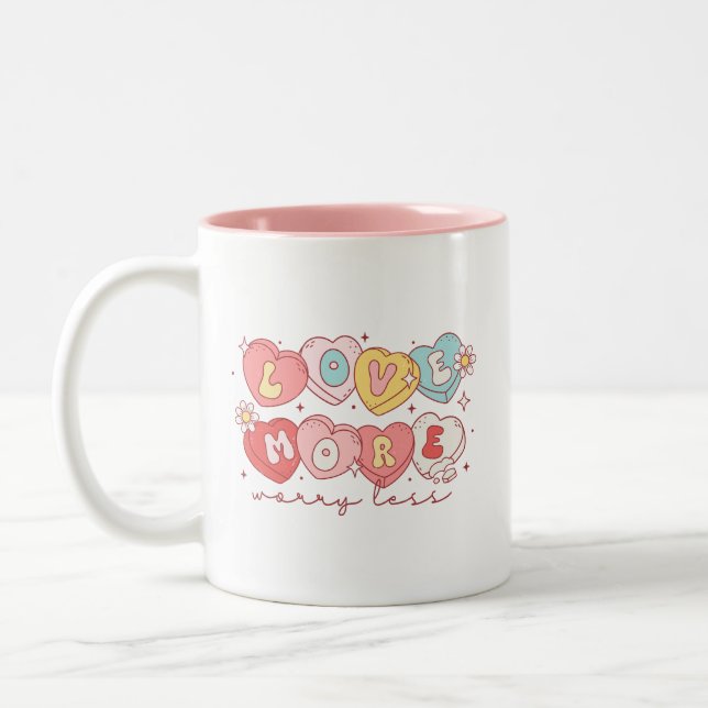 Niedliche Retro-Liebe mehr, weniger Kaffee-Tasse Zweifarbige Tasse (Links)