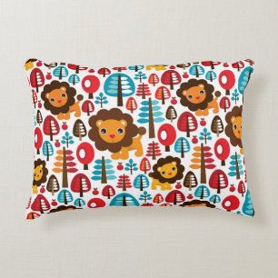 niedliche Retro Lion Kids-Illustration Zierkissen