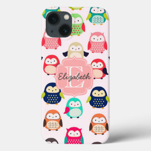 Niedliche Retro Litte Eulen mit Monogramm Case-Mate iPhone Hülle
