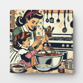 Niedliche Retro-Mama und Einzelbacken Fotoplatte