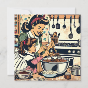 Niedliche Retro-Mama und Einzelbacken Karte