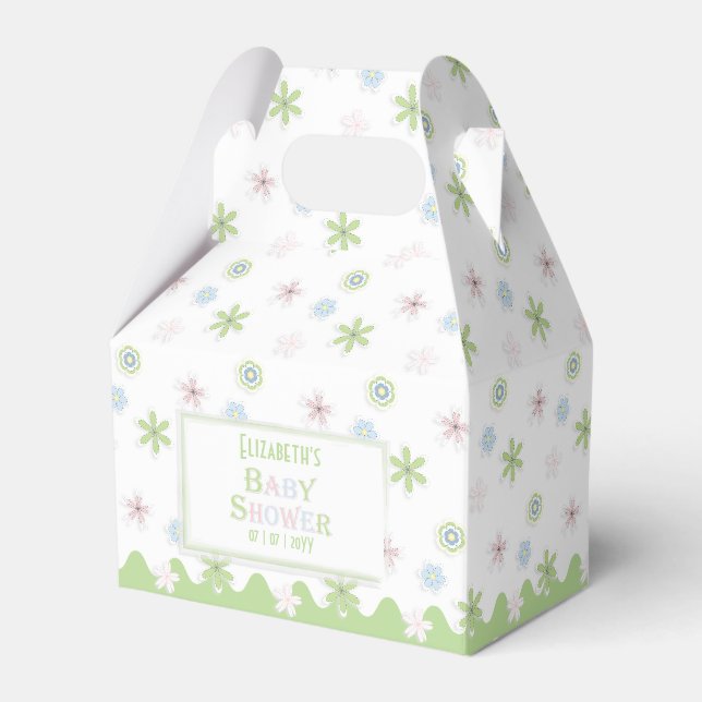 Niedliche Retro Pastel Floral Baby Dusche Geschenkschachtel (Vorderseite)