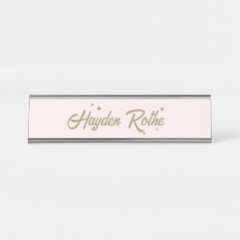 Niedliche Retro Pastel Pink Girl Boss Schreibtischnamensplakette