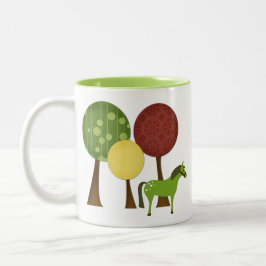 Niedliche Retro-Ponys und Treppenross Zweifarbige Tasse