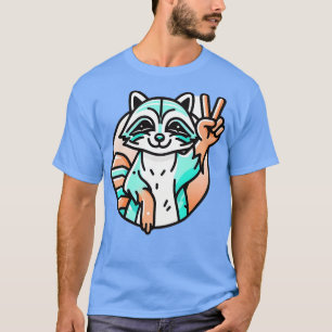 Niedliche Retro Raccoon Peace Out Gefärbte Krawatt T-Shirt