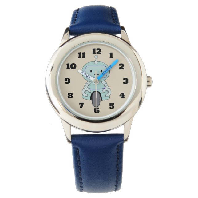 Niedliche Retro-Roboter-Illustration Armbanduhr (Vorderseite)