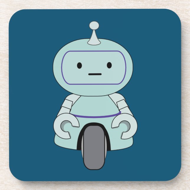 Niedliche Retro-Roboter-Illustration Getränkeuntersetzer (Vorderseite)