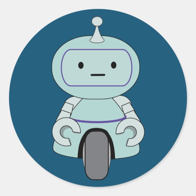 Niedliche Retro-Roboter-Illustration Runder Aufkleber (Vorderseite)