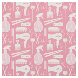 Niedliche Retro-Rosa- und Weißhaar-Salon-Tools Stoff
