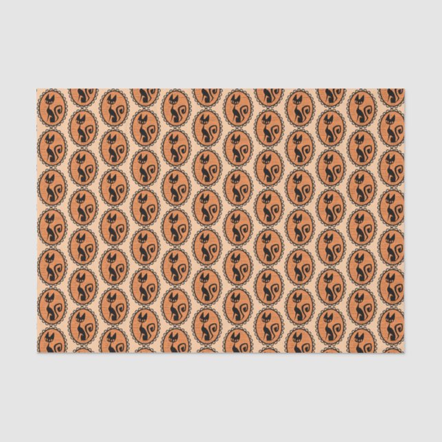Niedliche Retro-Schwarze Katze Seidenpapier (Vorderseite)