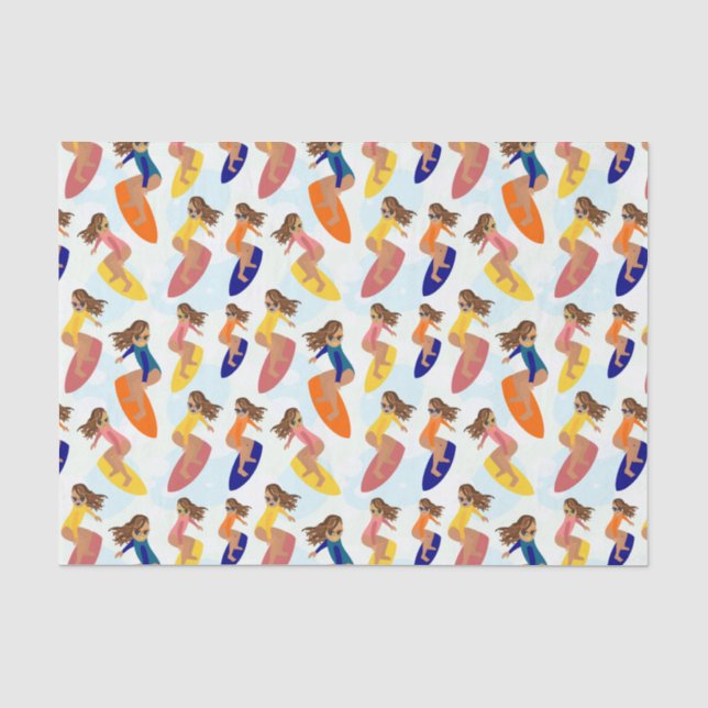 Niedliche Retro Sommer Surfer Muster Seidenpapier (Vorderseite)