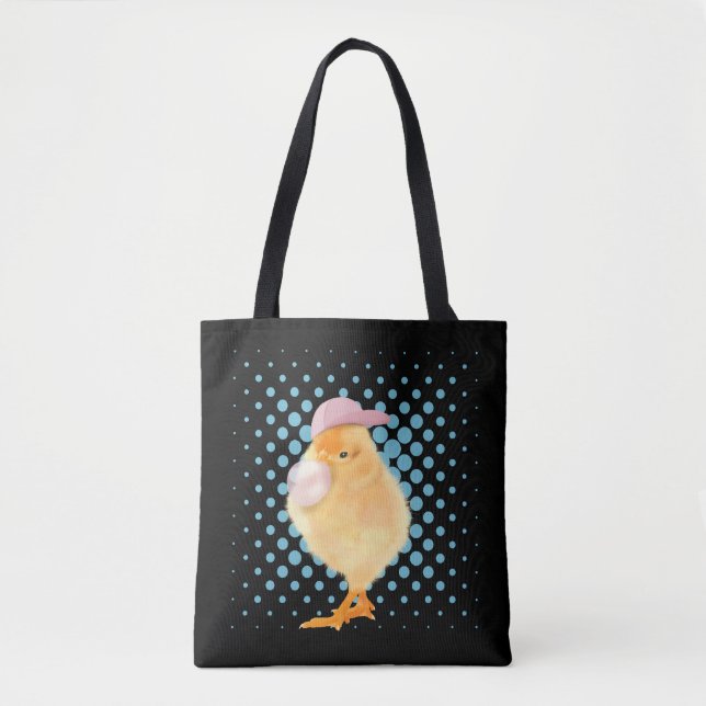 Niedliche Retro Vibes Chick Blown Pink Bubblegum Tasche (Vorderseite)