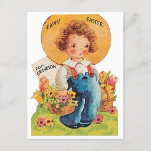 Niedliche Retro Vintag Grandson Holiday Postkarte