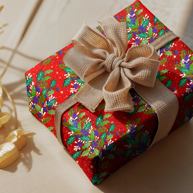 Niedliche Retro Vintage Blätter Urlaub Geschenkpapier (Von Creator hochgeladen)