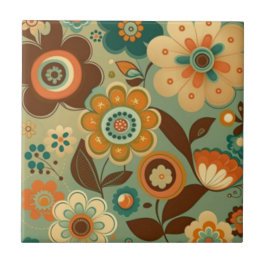 Niedliche Retro-Vintage Blume Fliese